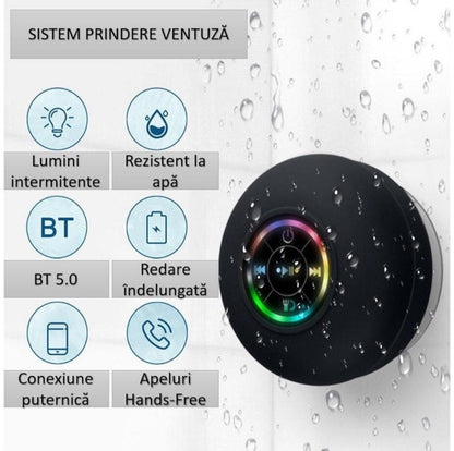 Boxă Portabilă Wireless cu LED și Bluetooth – Rezistentă la Apă IPX4